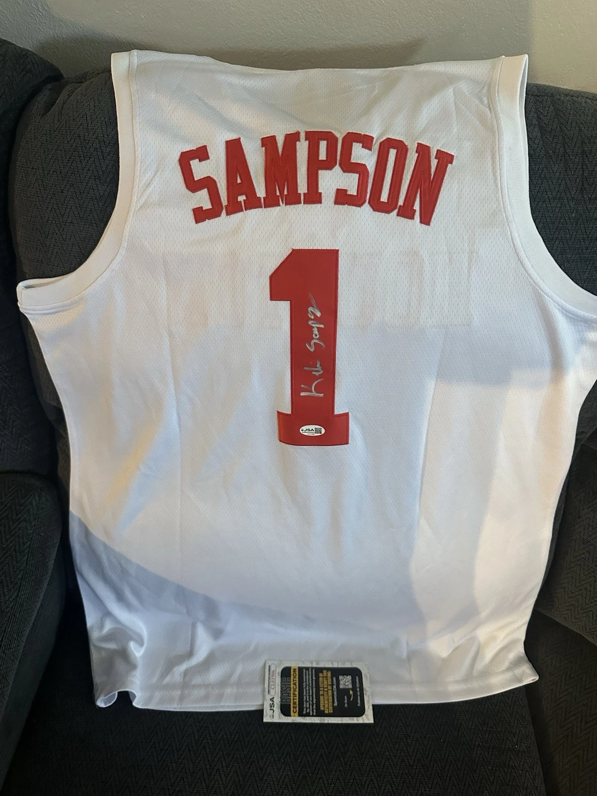Kelvin Sampson SIGNED Houston Cougars Jersey Stitched XL JSA Authentication COA