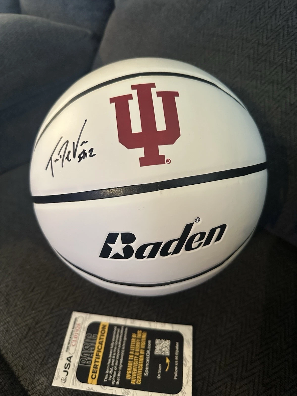 Tucker DeVries Signed Basketball 29.5 IU Hoosiers JSA Authentication COA