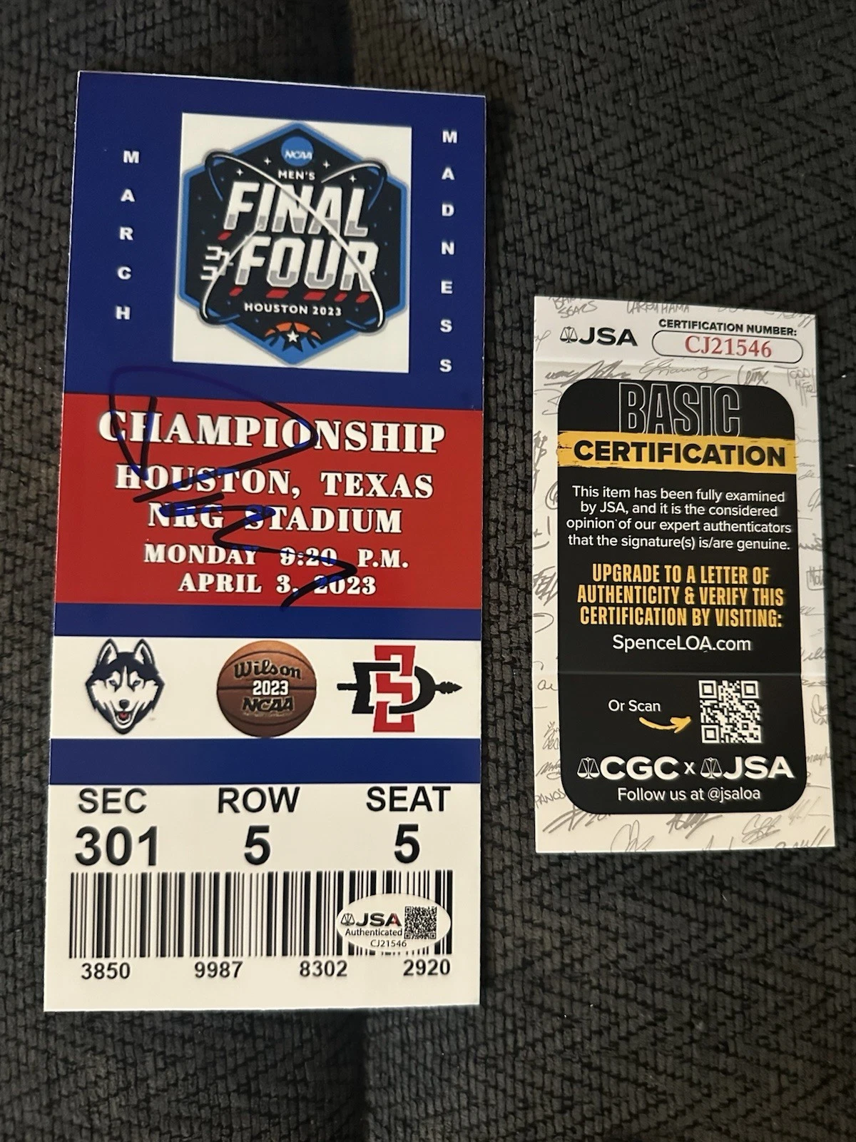 Dan Hurey Signed 2023 Final 4 Championship Replica Ticket JSA Authenticated COA