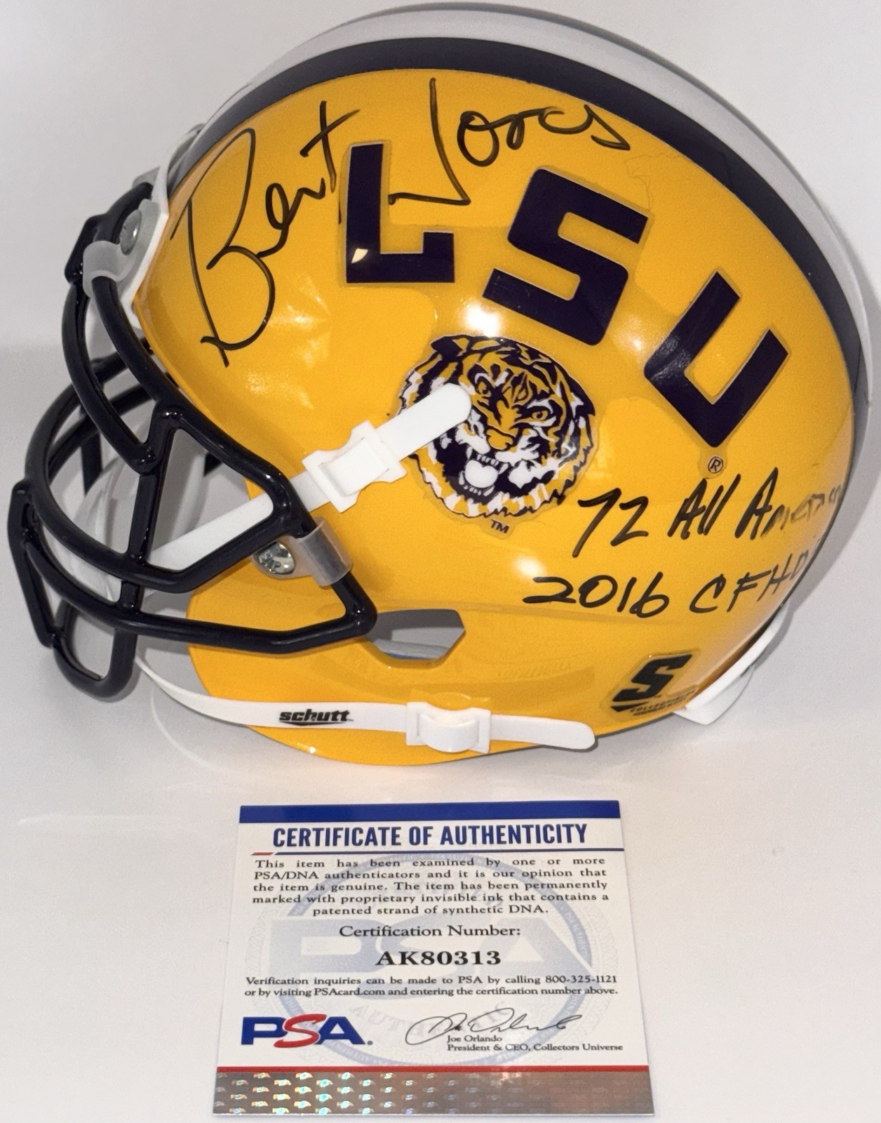 Bert Jones Signed Autographed LSU Tigers Mini Helmet PSA/DNA COA