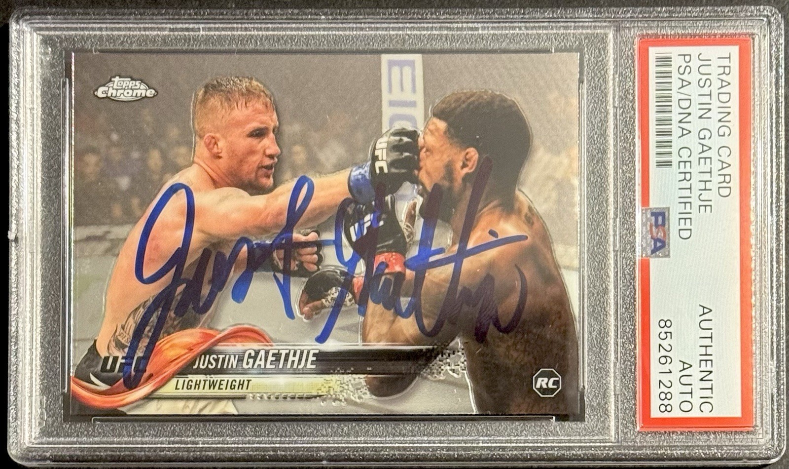 Justin Gaethje Signed Autographed 2018 Topps Chrome Rookie Card UFC PSA/DNA Slab
