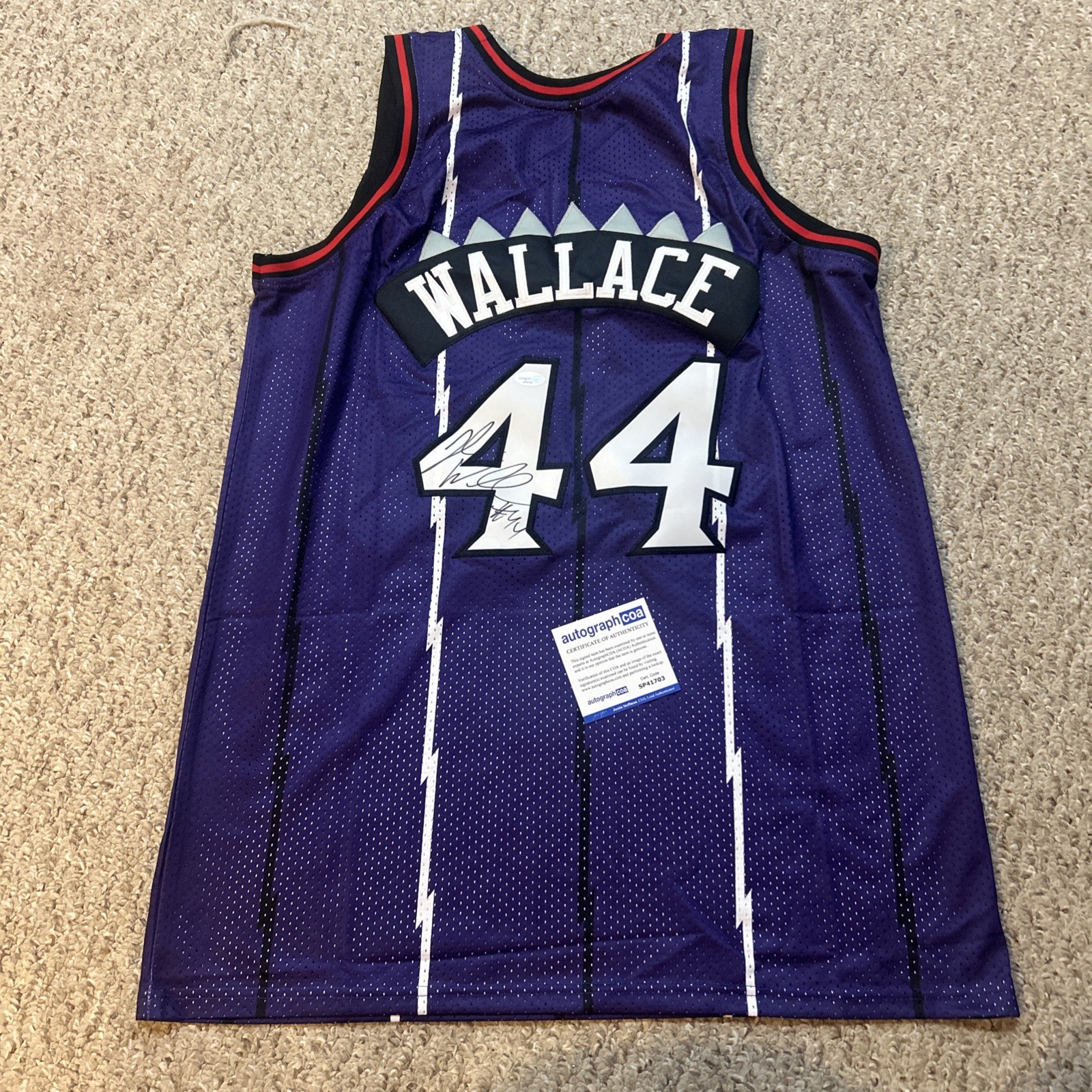 TORONTO RAPTORS- JOHN WALLACE SIGNED AUTOGRAPH JERSEY ACOA NBA SYRACUSE