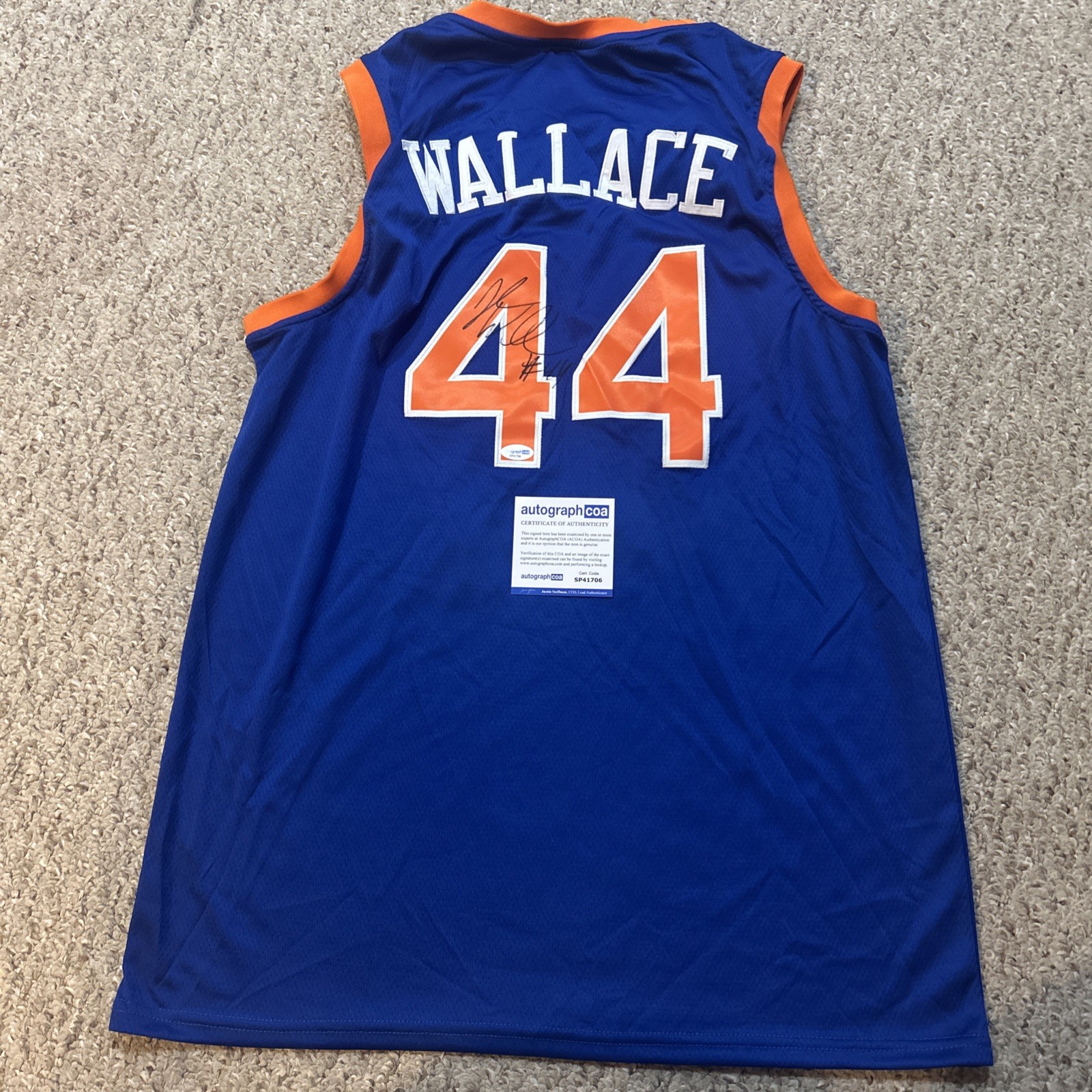 NEW YORK KNICKS- JOHN WALLACE SIGNED AUTOGRAPH JERSEY ACOA NBA SYRACUSE
