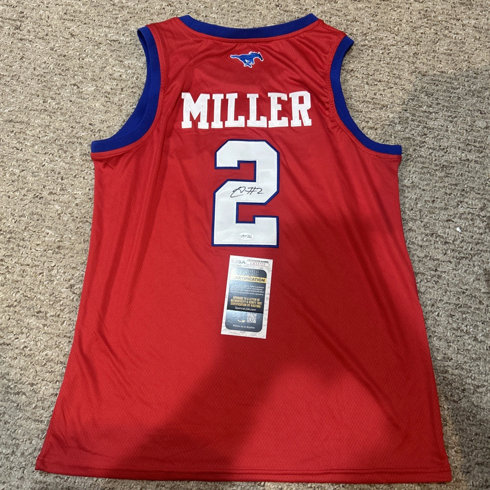 SMU MUSTANGS- BOOPIE MILLER SIGNED AUTOGRAPH JERSEY JSA COA BASKETBALL