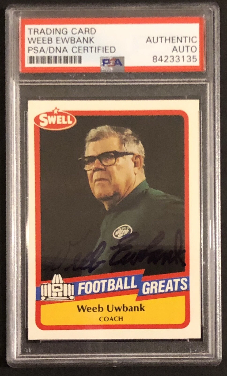Weeb Uwbank Signed Autographed New York Jets Swell Card Psa/Dna