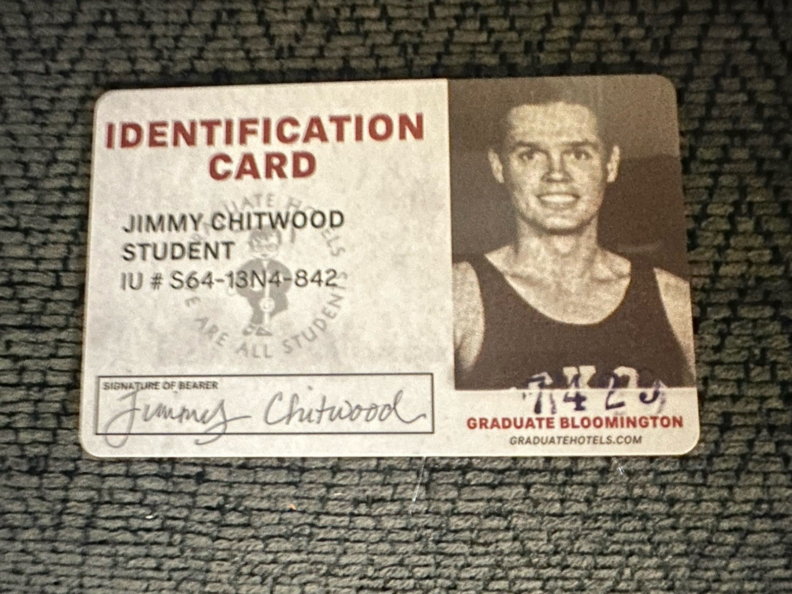 The Graduate Hotel Bloomington Key Card Hoosiers Jimmy Chitwood Maris Valainis