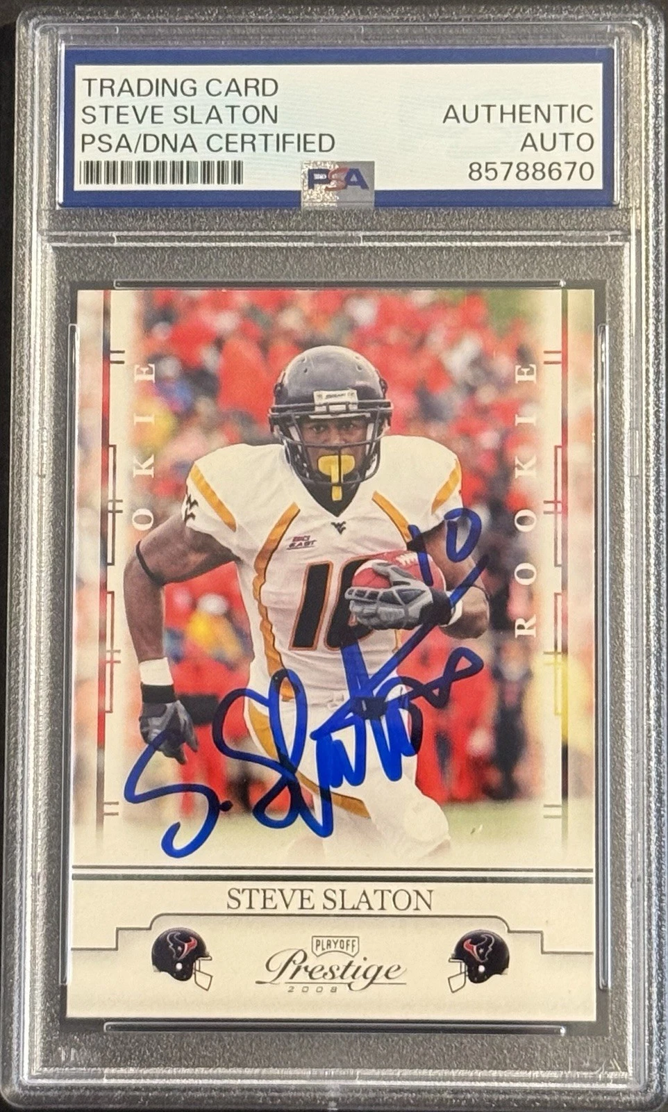 Steve Slaton Signed 2008 Playoff Prestige Rookie Card PSA/DNA Slabbed