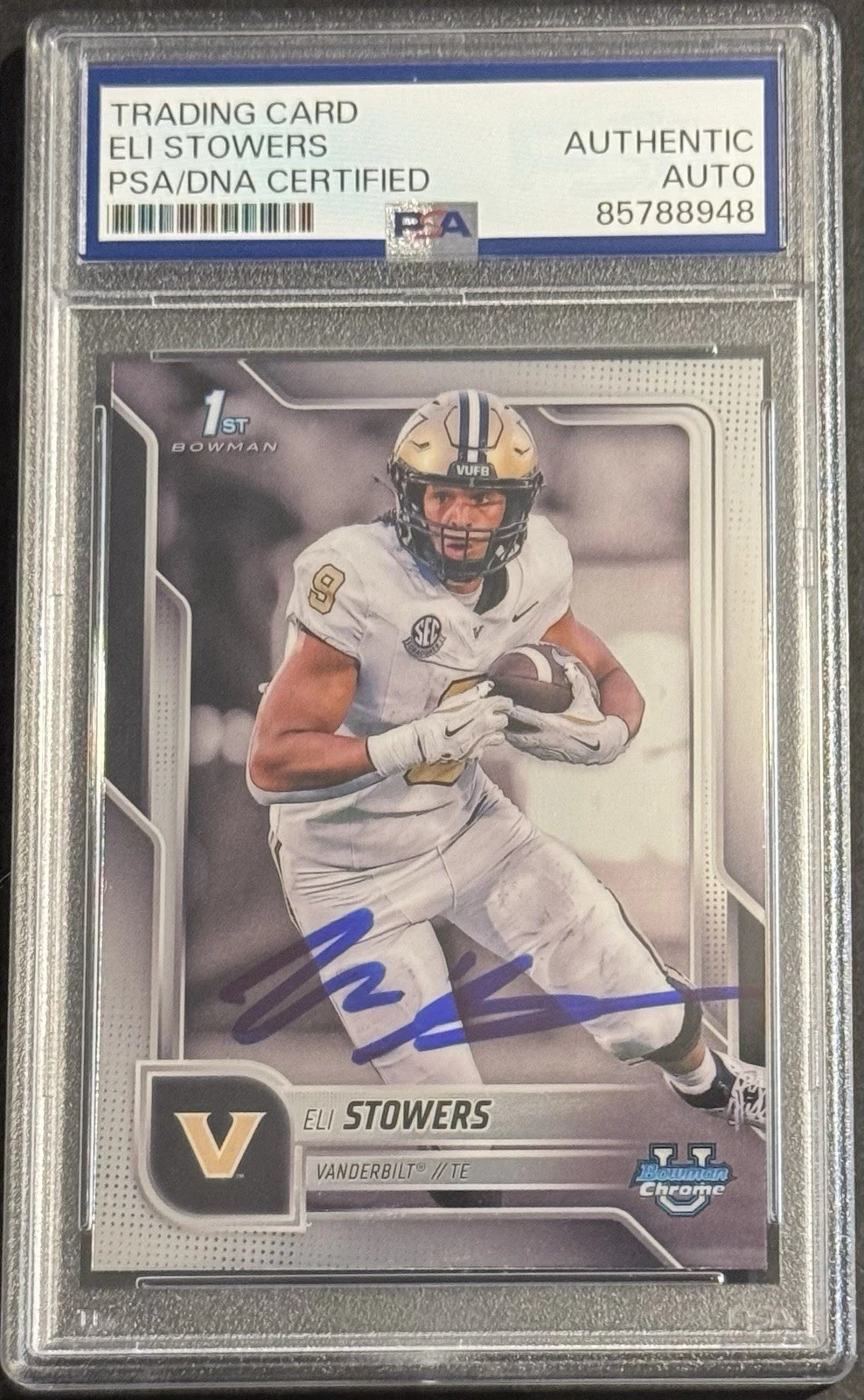 Eli Stowers Signed Auto 2025 Bowman Chrome U Rookie Card PSA/DNA Slabbed Vandy