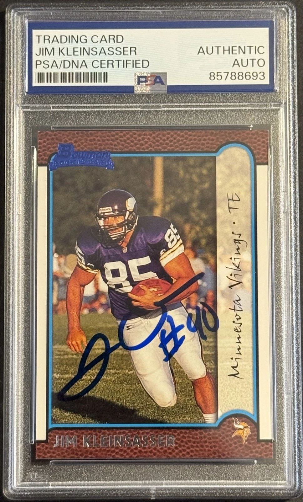 Jim Kleinsasser Signed Auto 1999 Bowman Rookie Card PSA/DNA Slabbed On Card