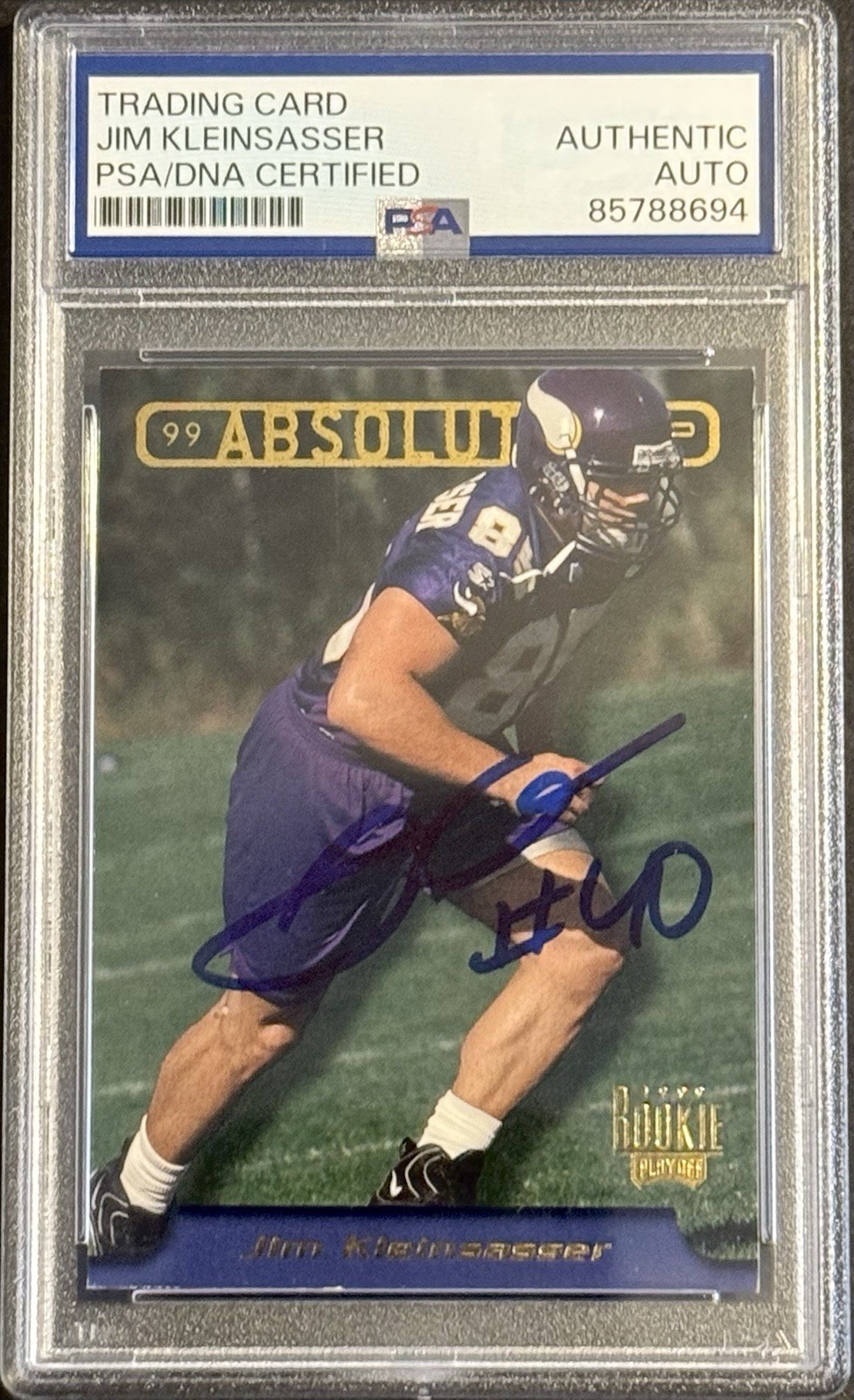 Jim Kleinsasser Signed Auto 1999 Playoff Absolute Rookie Card PSA/DNA On Card