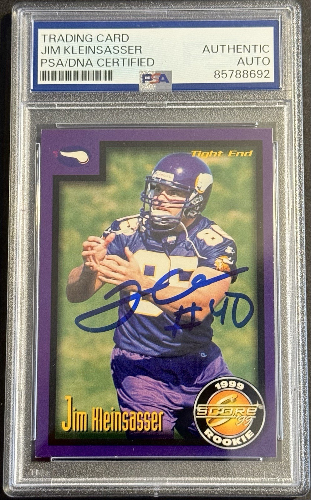 Jim Kleinsasser Signed Auto 1999 Score Rookie Card PSA/DNA Slabbed On Card