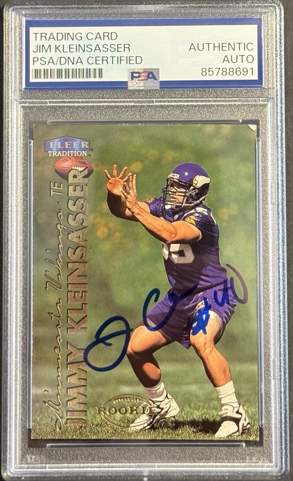 Jim Kleinsasser Signed Auto 1999 Fleer Tradition Rookie Card PSA/DNA On Card