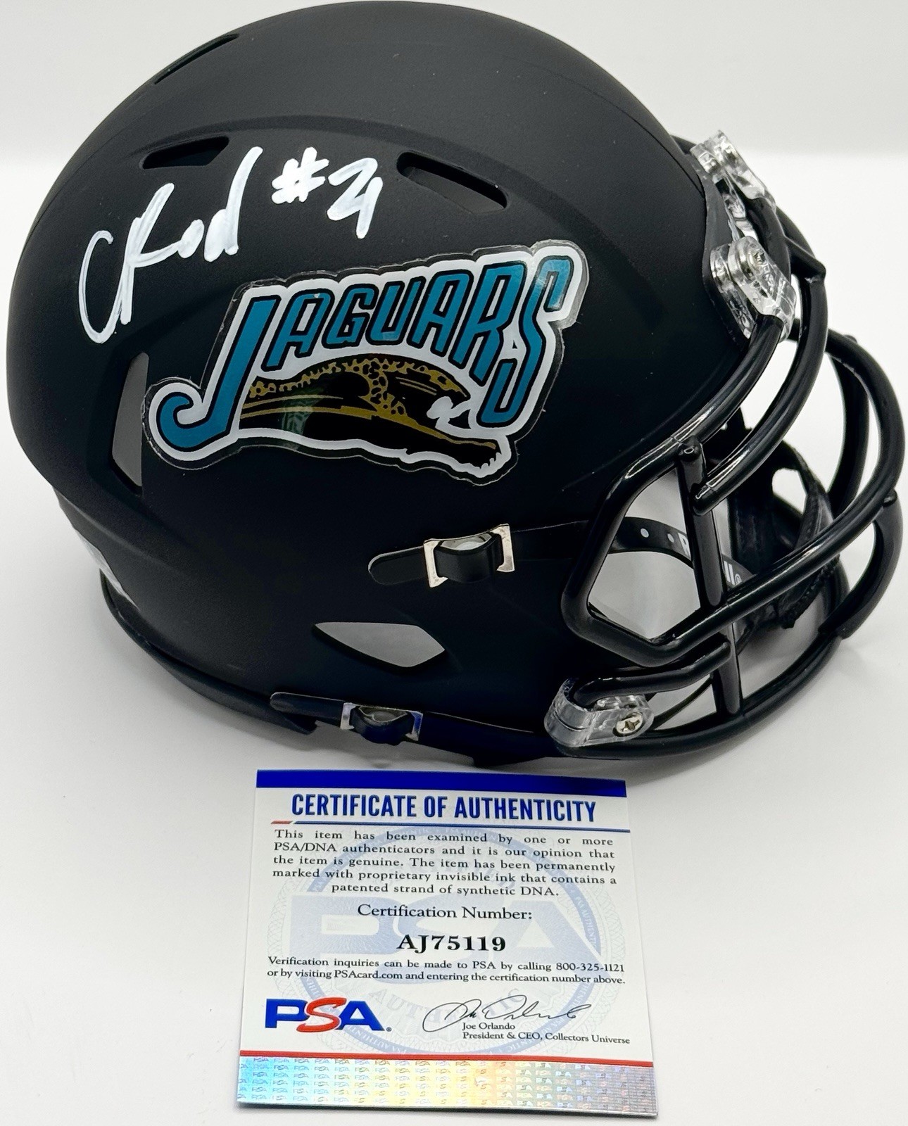 Chris Rodriguez Jr Signed Autographed Jacksonville Jaguars Mini Helmet PSA/DNA