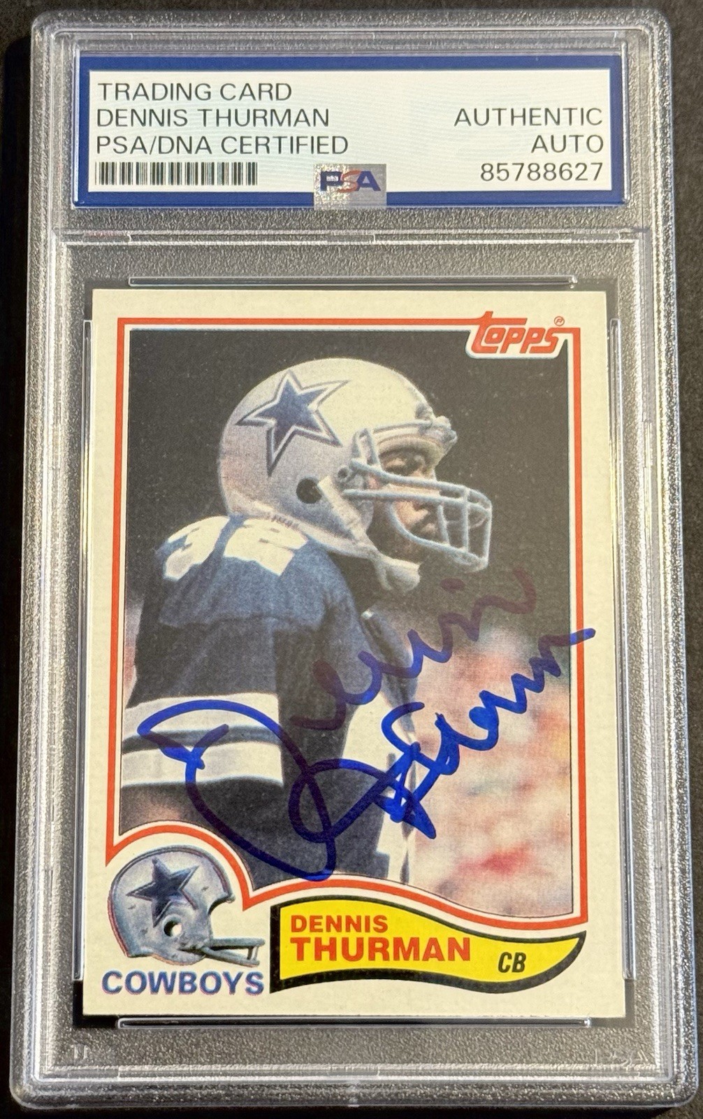 Dennis Thurman Signed Auto 1982 Topps Base Card PSA/DNA Slabbed Dallas Cowboys