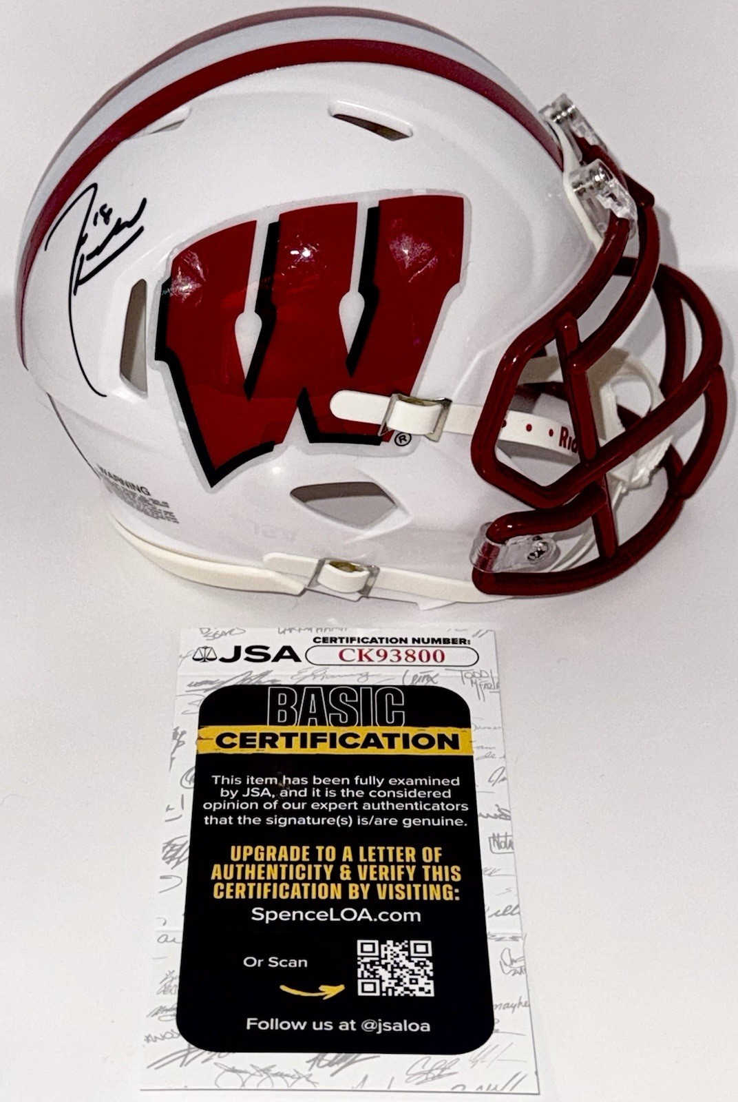 Jim Leonhard Signed Autographed Wisconsin Badgers Mini Helmet JSA COA
