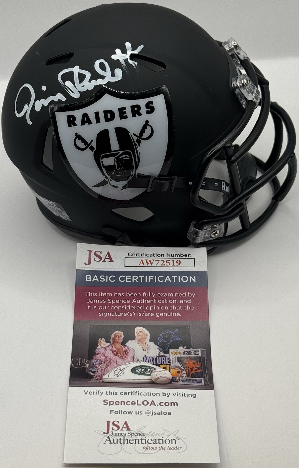 Jim Plunkett Signed Autographed Custom Los Angeles Raiders Mini Helmet JSA COA
