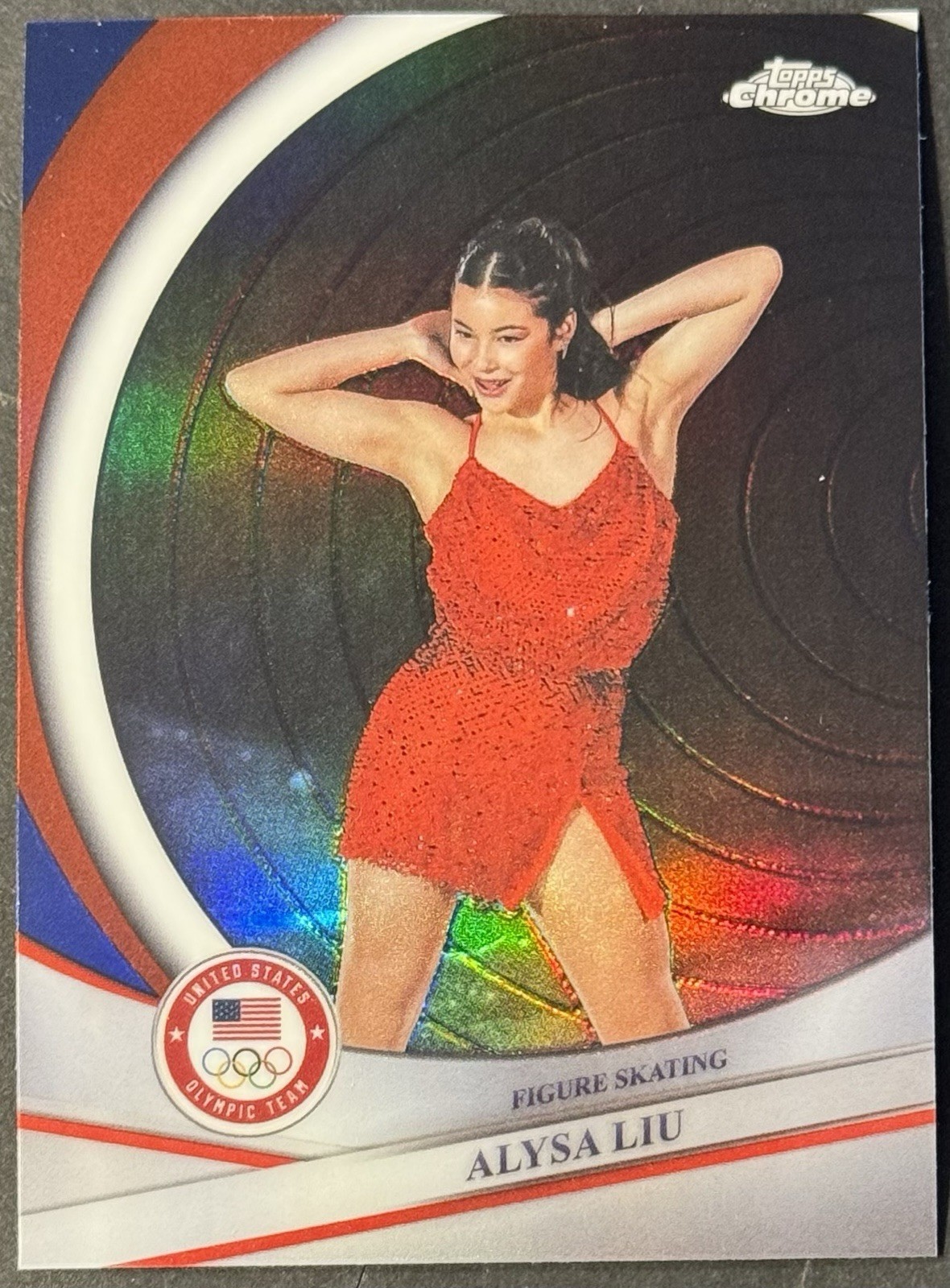 Alysa Liu 2026 Topps Chrome USA Winter Olympics #7 Red White Blue Parallel