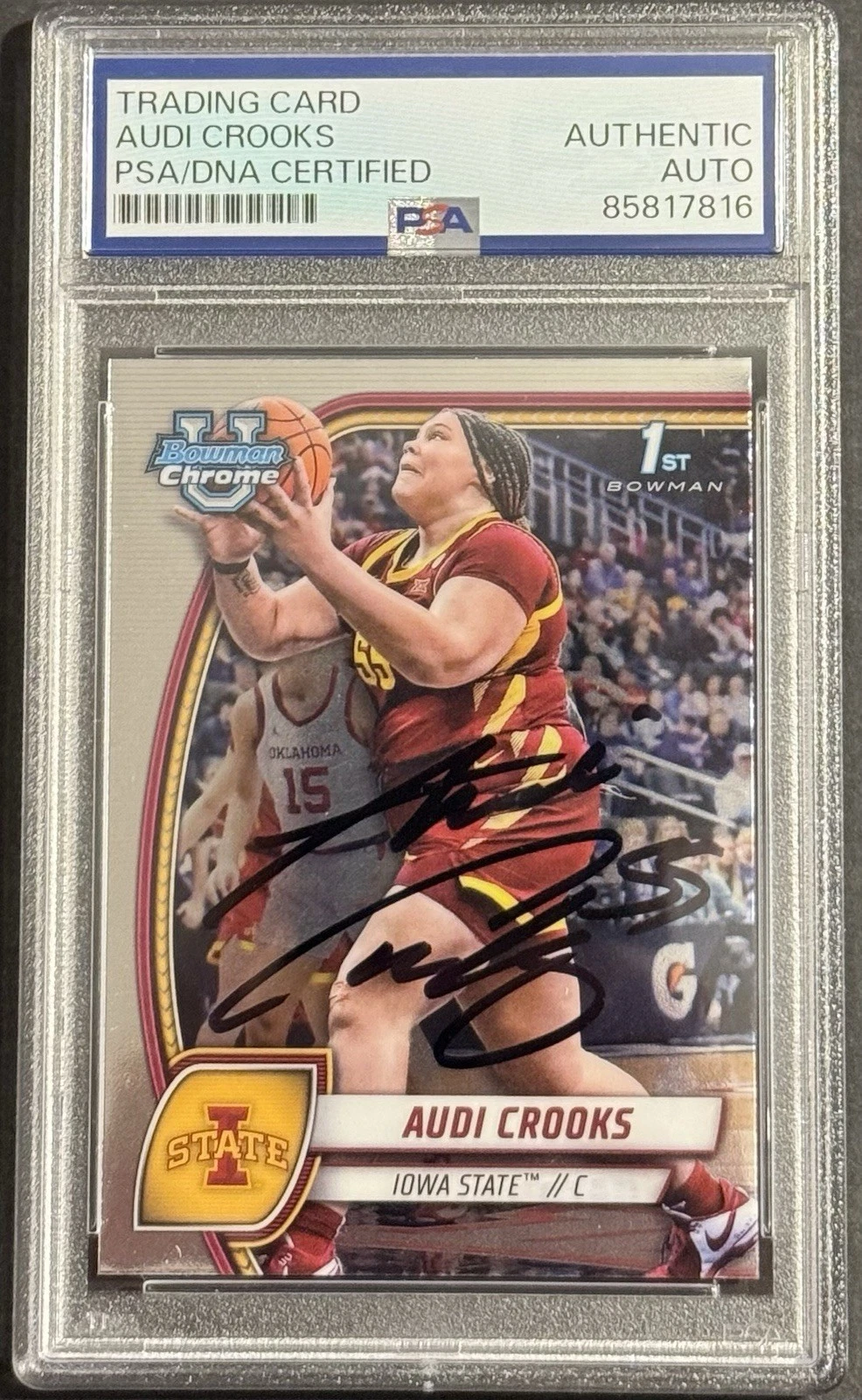 Audi Crooks Signed 2024-25 Bowman Chrome U Rookie Card PSA/DNA Slabbed