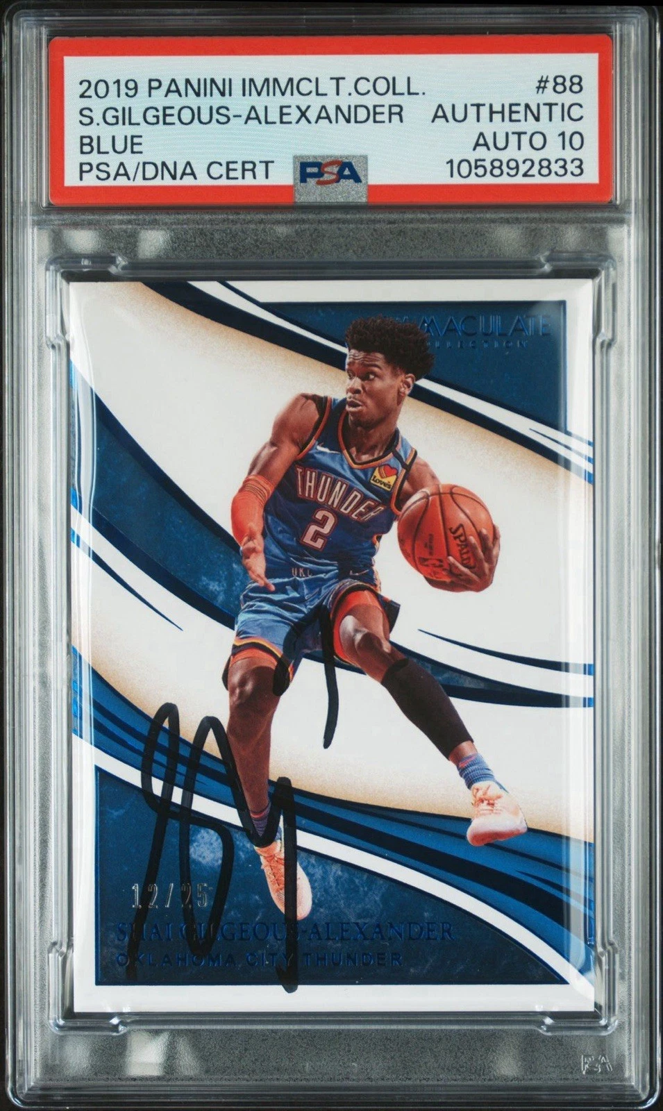 2019 Panini Immaculate #88 Shai Gilgeous-Alexander Blue Card /25 PSA/DNA AUTO 10