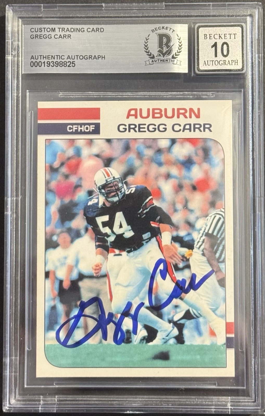 Gregg Carr Signed Autographed Auburn Tigers Trading Card BAS Beckett Slabbed