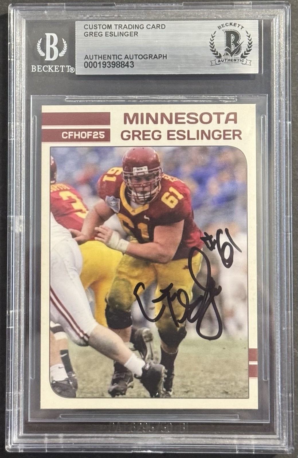 Greg Eshlinger Signed Autographed Minnesota Trading Card BAS Beckett Slabbed