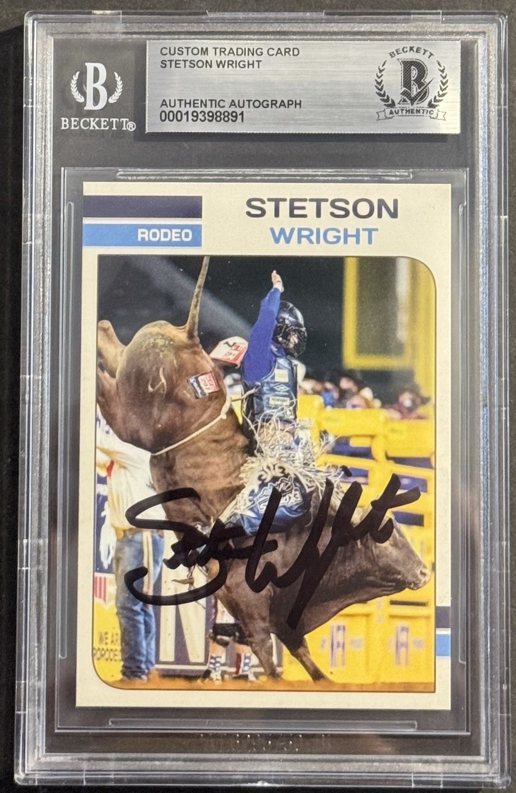 Stetson Wright Signed Auto 10x Champ NFR Rodeo Custom Trading Card Beckett Slab