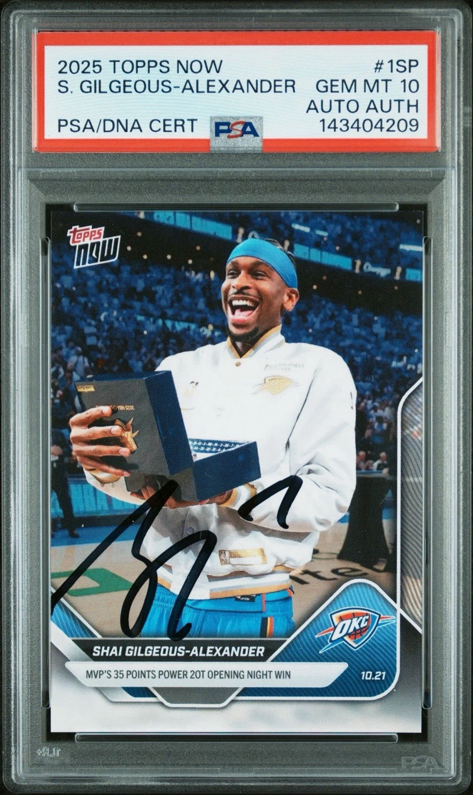 2025 Topps Now #1SP Shai Gilgeous-Alexander Signed Ring Night Image Auto PSA 10