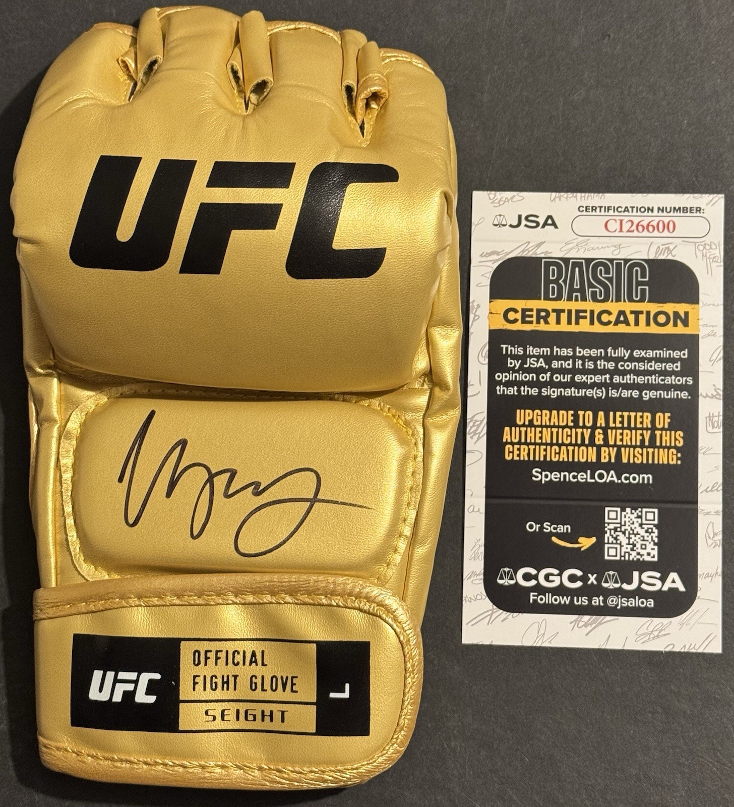 Urijah Faber Signed Autographed UFC Gold Glove JSA COA