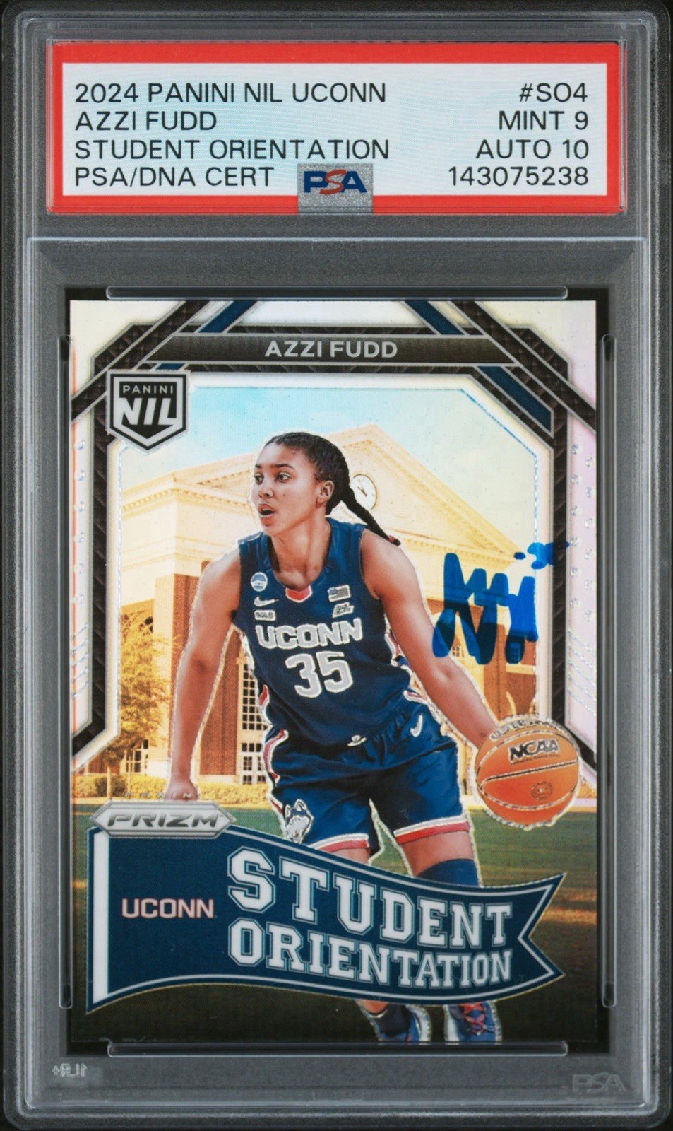 2024 Panini NIL UConn Azzi Fudd Signed Student Orientation Rookie PSA 9/AUTO 10