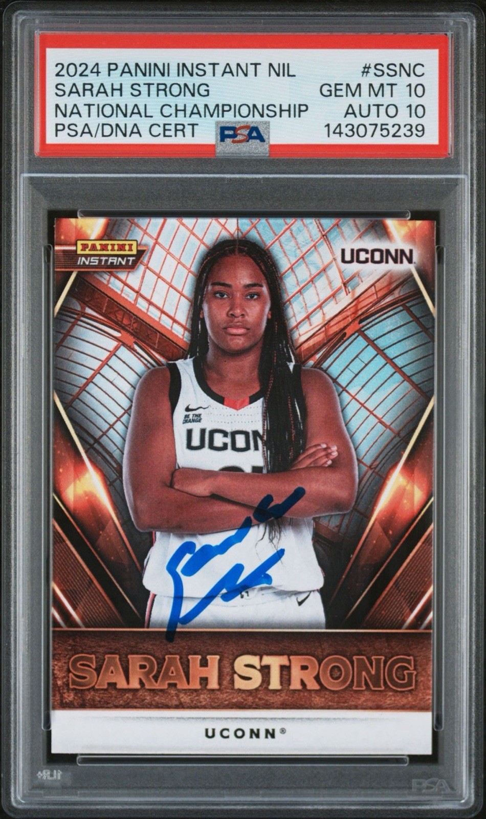 2024 Panini Instant NIL Sarah Strong National Championship Auto PSA 10/10 UConn