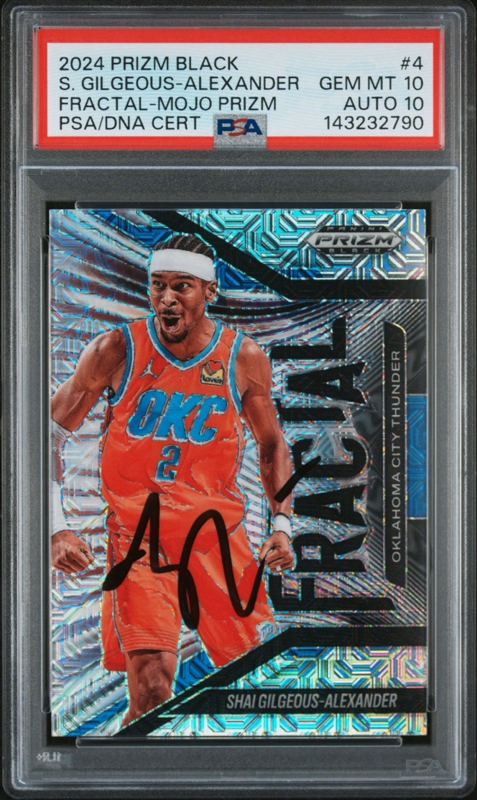 2024 Prizm Black #4 Shai Gilgeous-Alexander Signed Mojo Prizm /25 Auto PSA 10/10