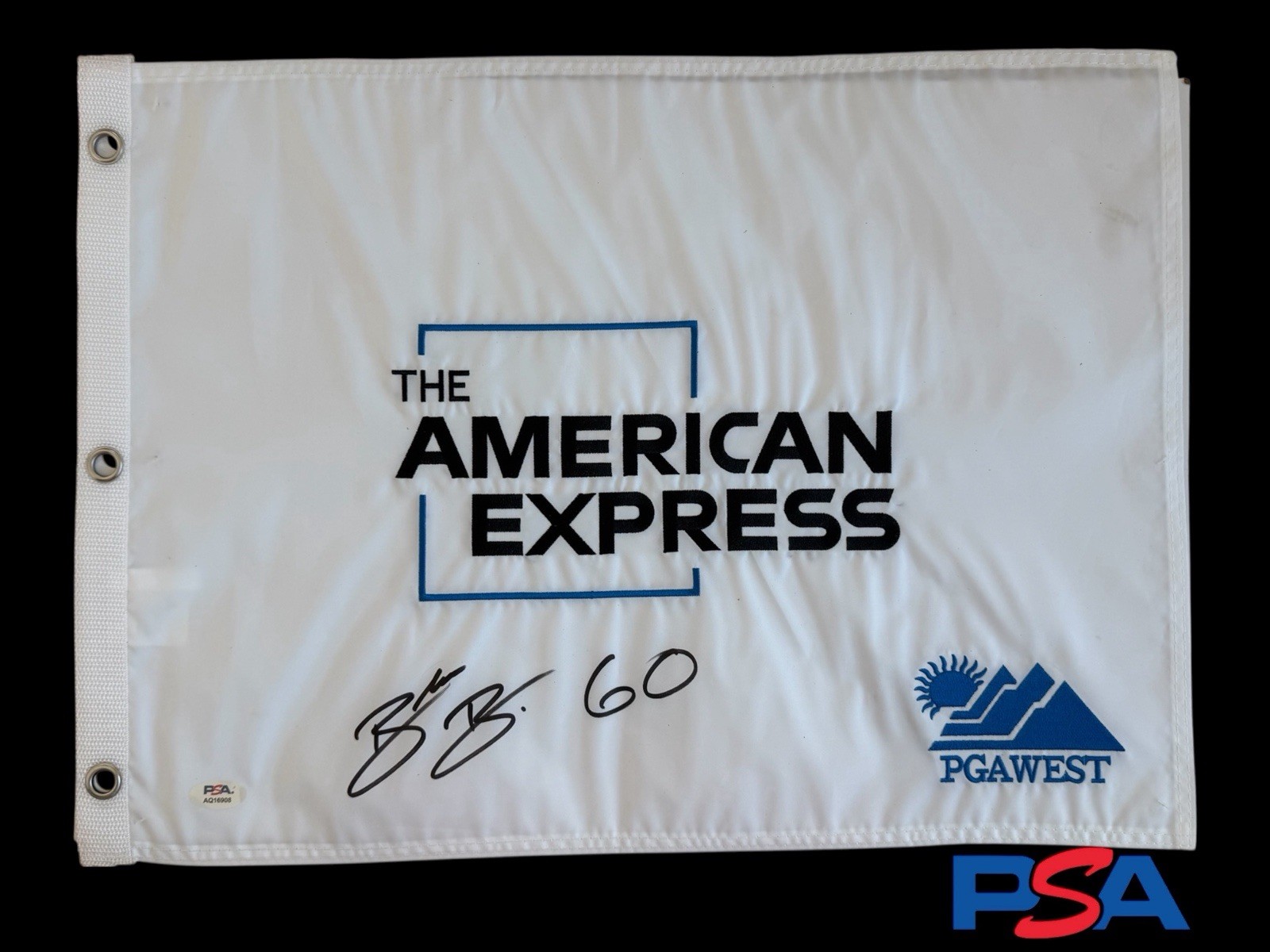 Blades Brown Signed 2026 American Express Golf Flag COURSE RECORD 60 PSA AUTO
