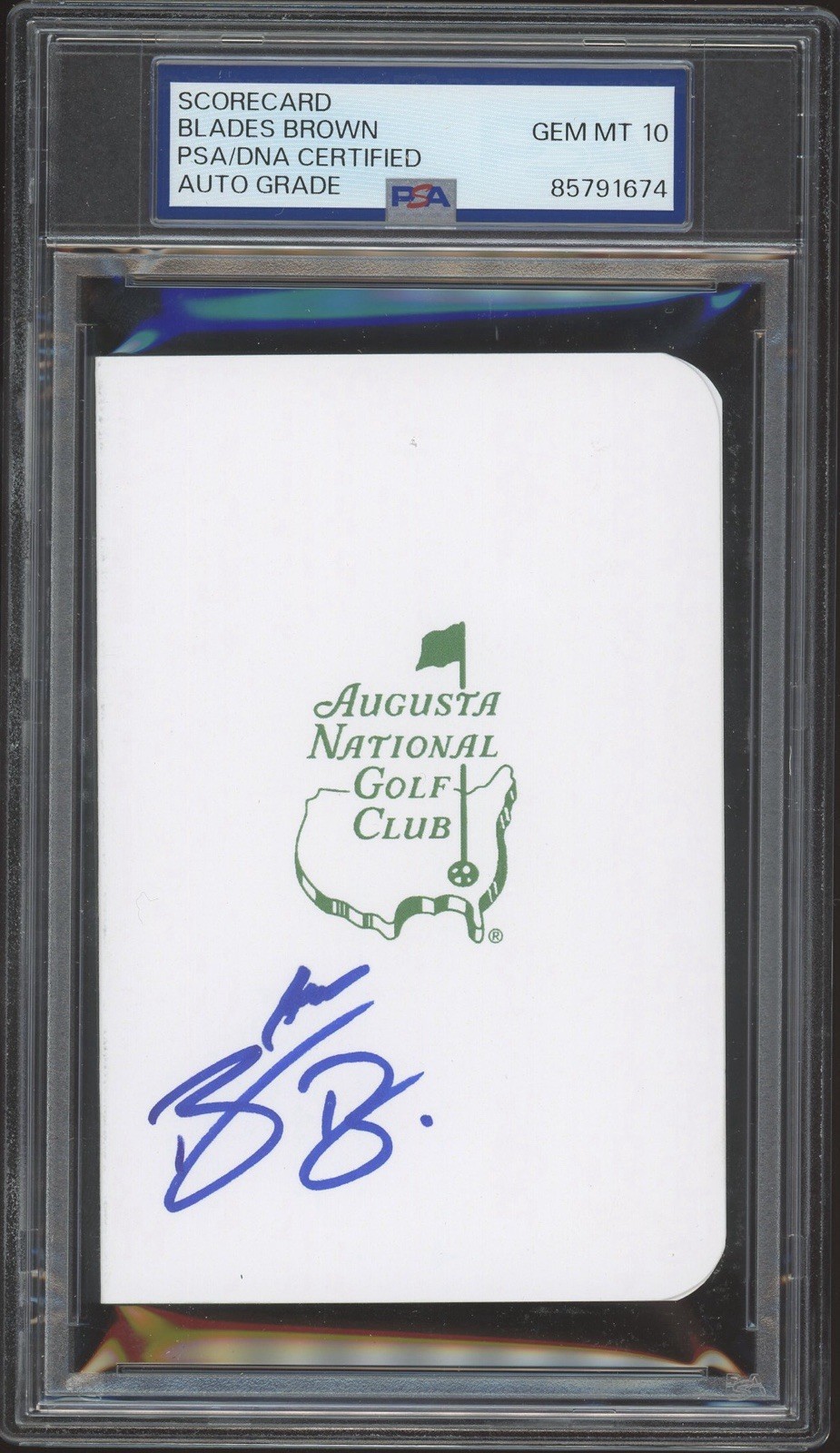 Blades Brown Signed Augusta Masters Golf Scorecard PSA/DNA GEM MINT 10 AUTO PGA