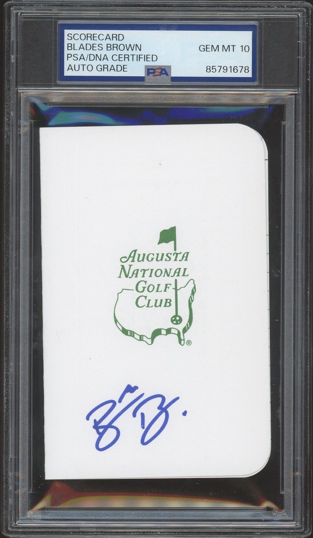 Blades Brown Signed Augusta Masters Golf Scorecard PSA/DNA GEM MINT 10 AUTO PGA