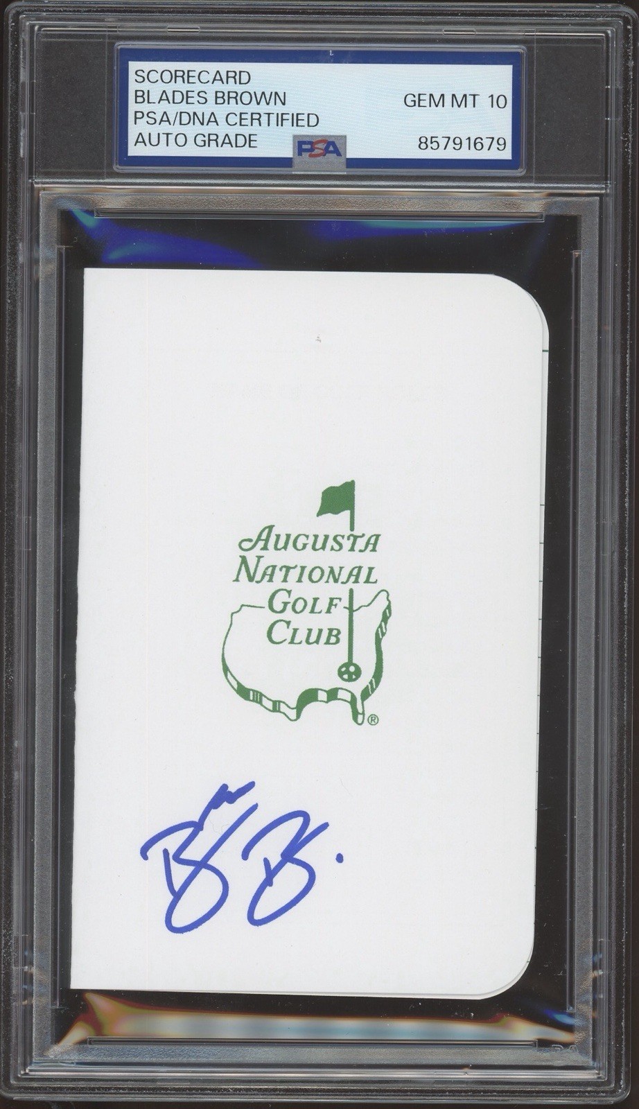 Blades Brown Signed Augusta Masters Golf Scorecard PSA/DNA GEM MINT 10 AUTO PGA