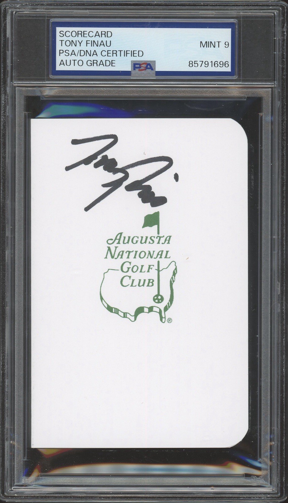 Tony Finau Signed Augusta National Gold Club Masters Scorecard PSA 9 AUTO PGA
