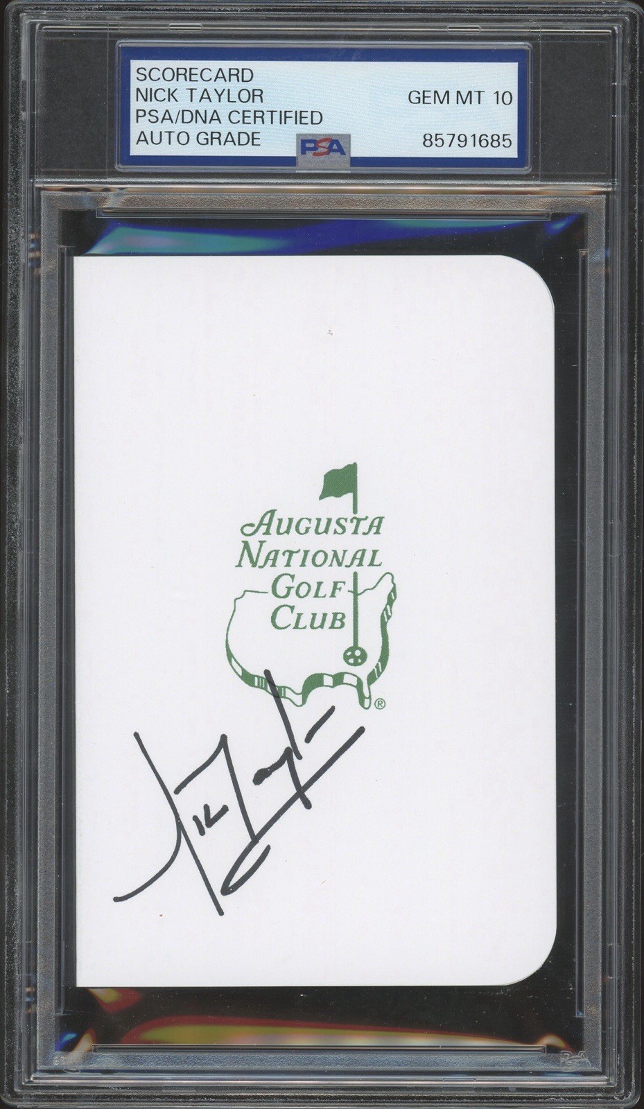 Nick Taylor Signed Augusta National Golf Club Masters Scorecard PSA 10 AUTO PGA