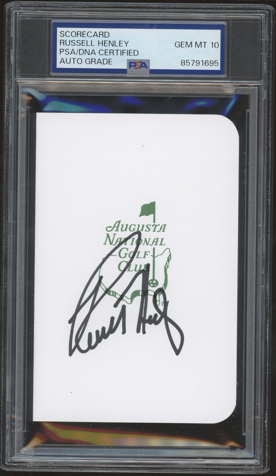 Russell Henley Signed Augusta National Golf Club Masters Scorecard PSA 10 AUTO