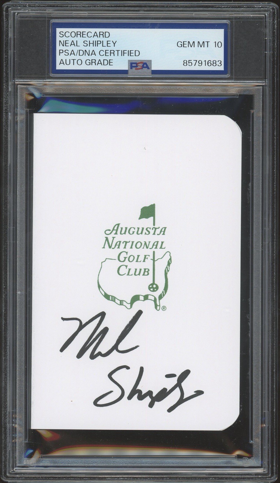 Neal Shipley Signed Augusta National Golf Club Masters Scorecard PSA 10 AUTO PGA