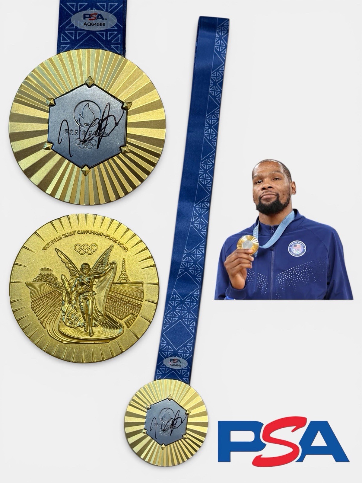 Kevin Durant Signed 2024 Paris Olympics Gold Medal Team USA Basketball PSA AUTO