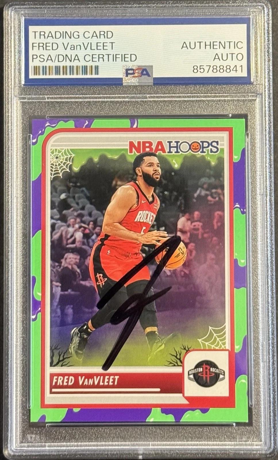 Fred Vanvleet Signed 2023-24 Haunted Hoops Slime Base Card PSA/DNA Slabbed