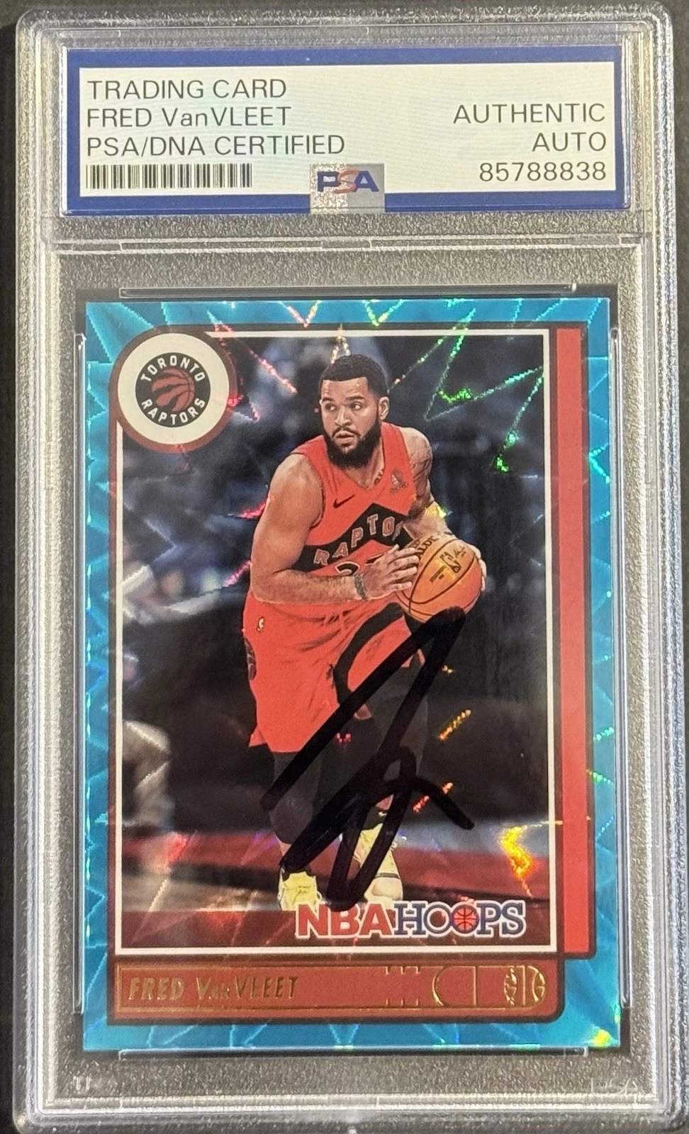 Fred Vanvleet Signed 2021-22 NBA Hoops Blue Base Card PSA/DNA Slabbed