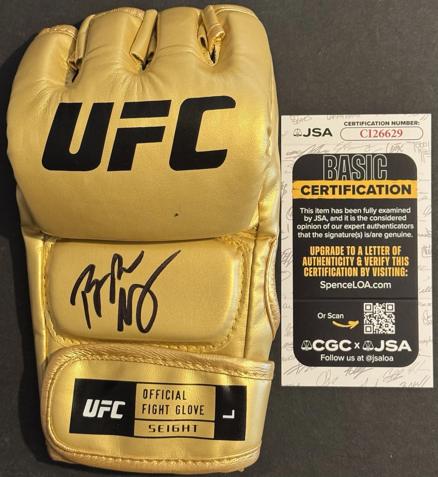 Thug Rose Namajunas Signed Autographed UFC Gold Fight Glove JSA COA