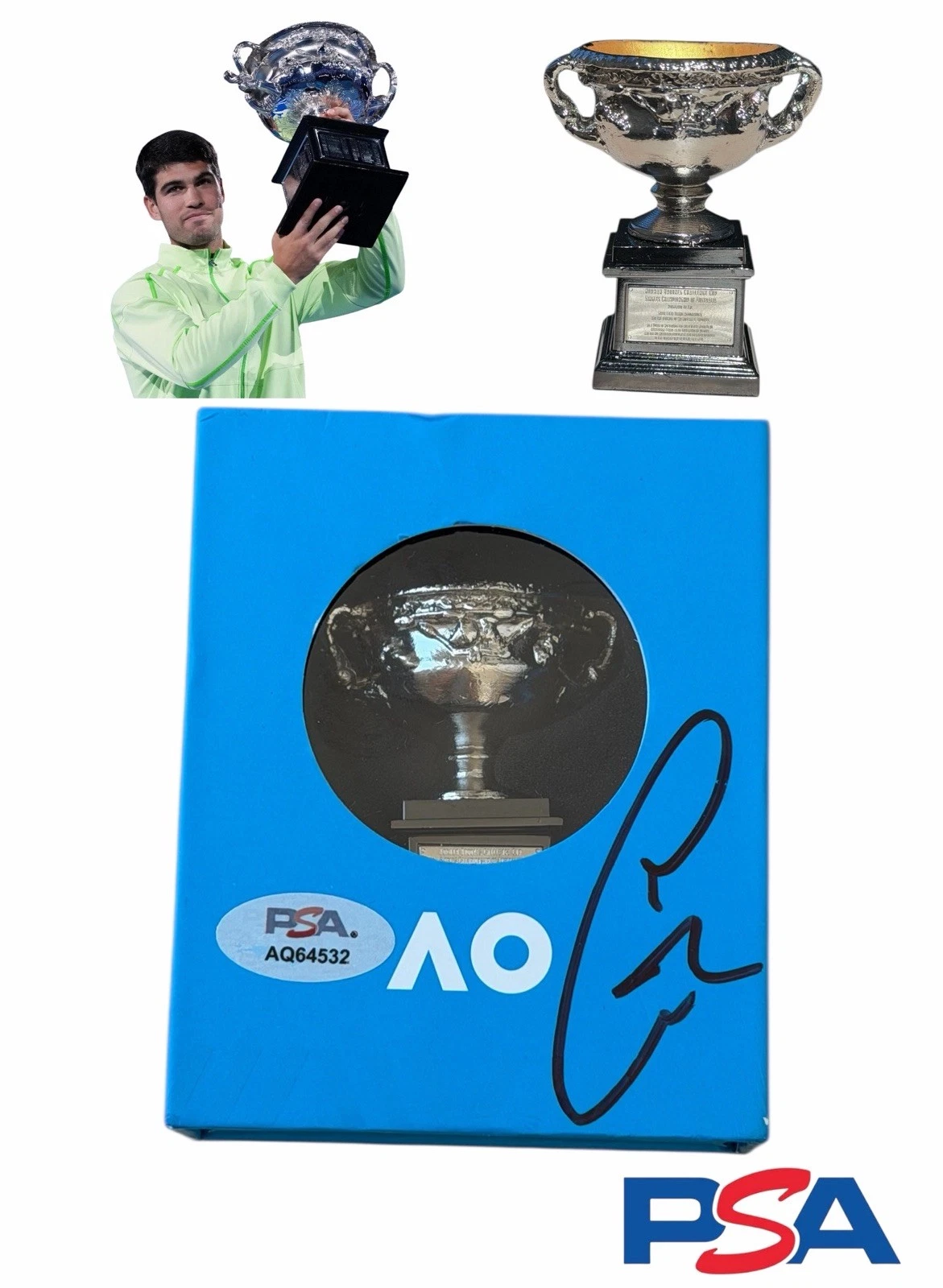 Carlos Alcaraz Signed 2026 Australian Open Champion Grand Slam Trophy PSA AUTO