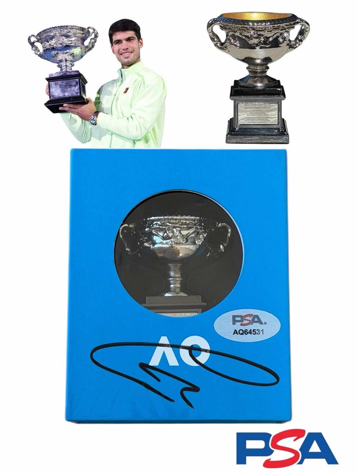 Carlos Alcaraz Signed 2026 Australian Open Champion Grand Slam Trophy PSA AUTO