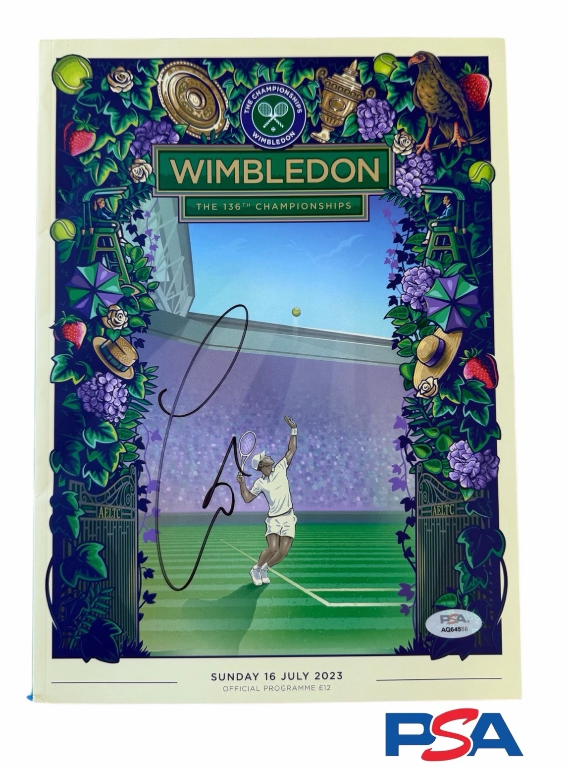 Carlos Alcaraz Signed 2023 Wimbledon Champion Official Tennis Program PSA AUTO