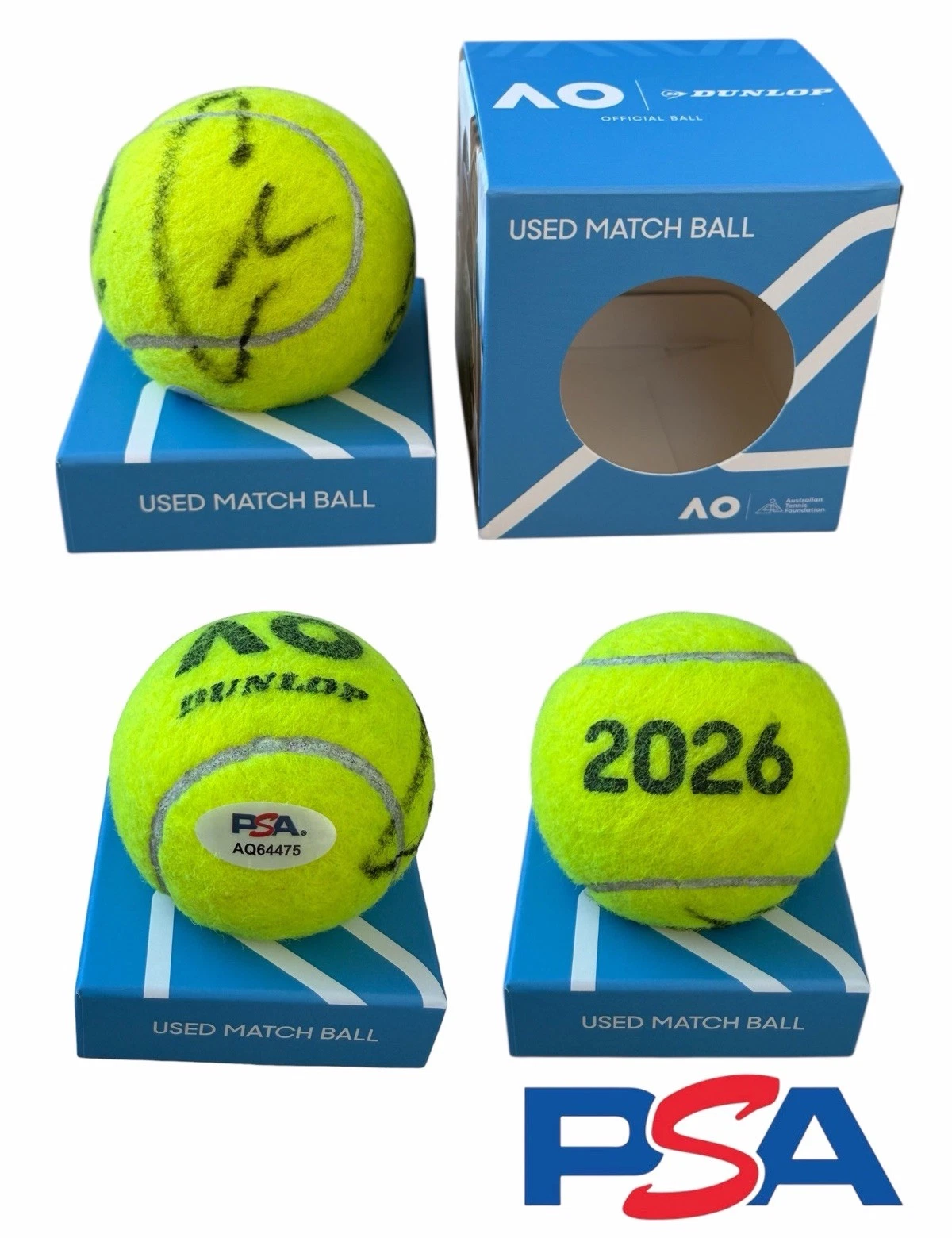 Carlos Alcaraz Signed 2026 Australian Open Champion Match Used Tennis Ball PSA