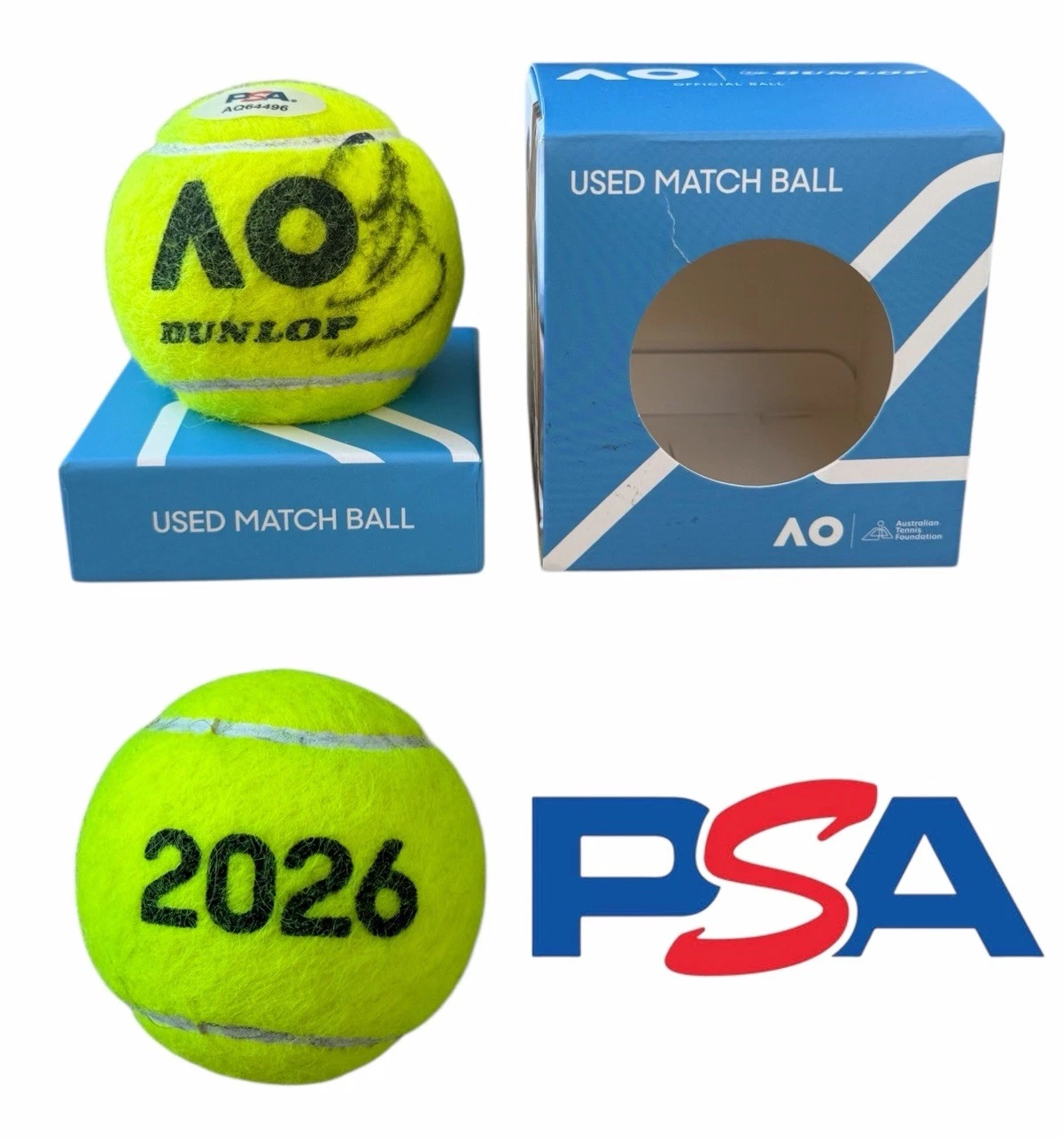Novak Djokovic Signed 2026 Australian Open Match Used Tennis Ball PSA/DNA AUTO