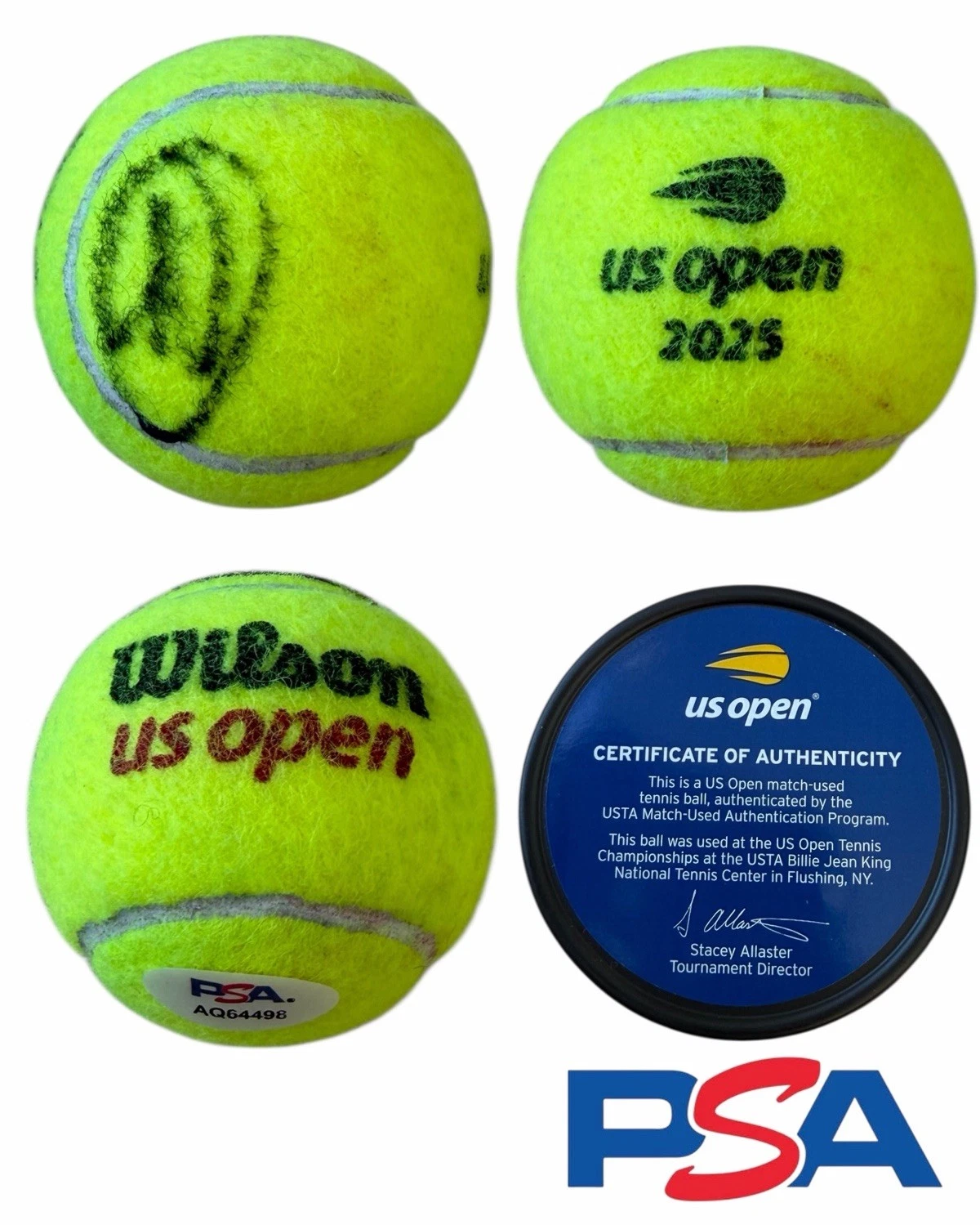 Novak Djokovic Signed 2025 US OPEN Match Used Tennis Ball PSA/DNA AUTO