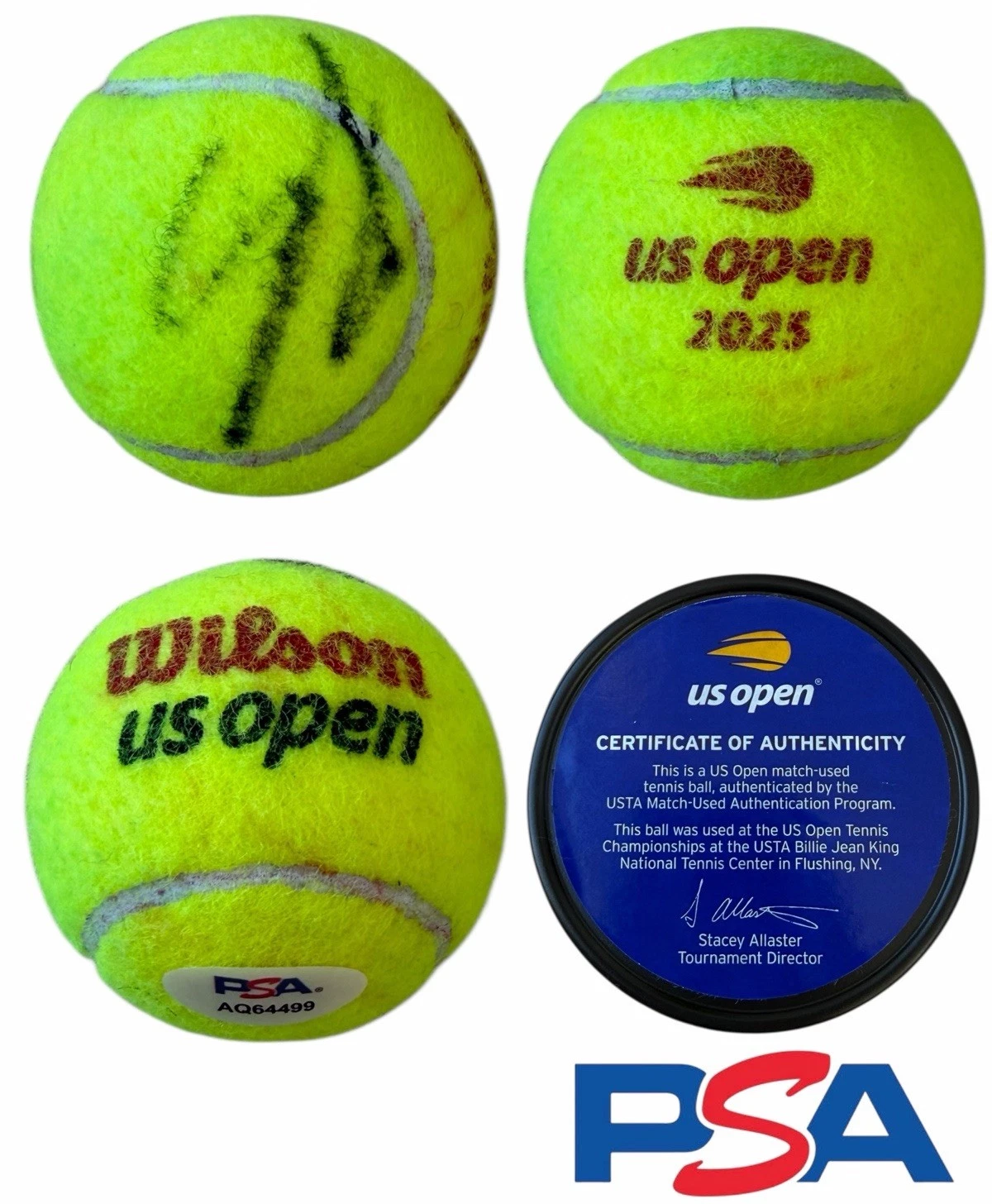 Aryna Sabalenka Signed 2025 US OPEN CHAMPION Match Used Tennis Ball PSA AUTO